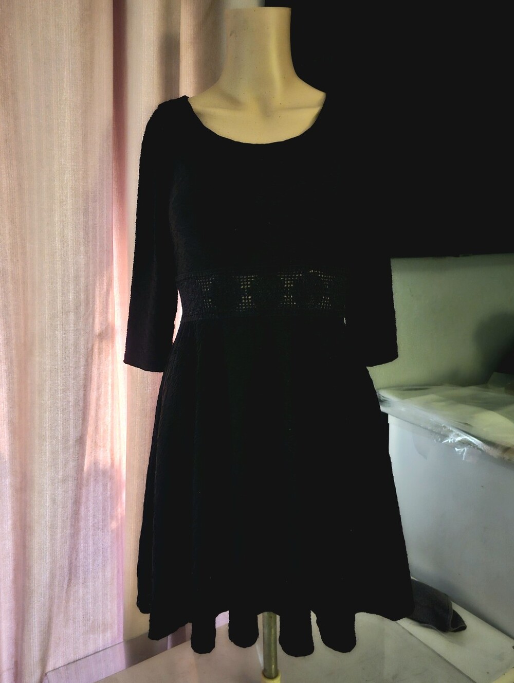 American Rag Black Long-Sleeve Scoop Neck Dress